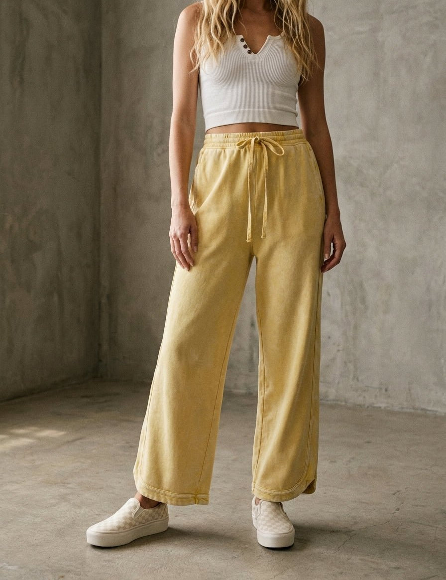 The Essential Drawstring Mineral Washed Terry Knit Pants - Westly