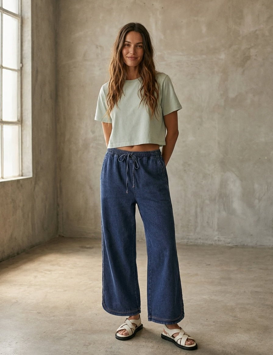 The Essential Mineral Washed Denim Pants - Westly