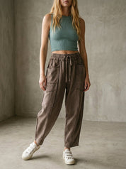 The Essential Mineral Washed Terry Knit Barrel Pants - Westly