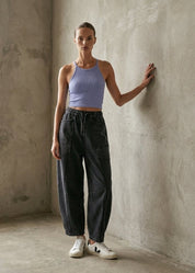 The Essential Mineral Washed Terry Knit Barrel Pants - Westly