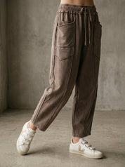 The Essential Mineral Washed Terry Knit Barrel Pants - Westly