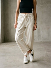 The Essential Mineral Washed Terry Knit Barrel Pants - Westly