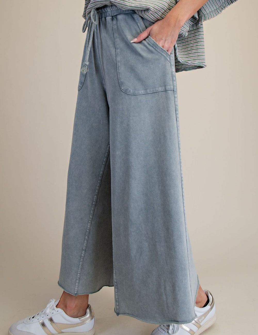 The Essential Washed Terry Knit Wide-Leg Pants - Westly