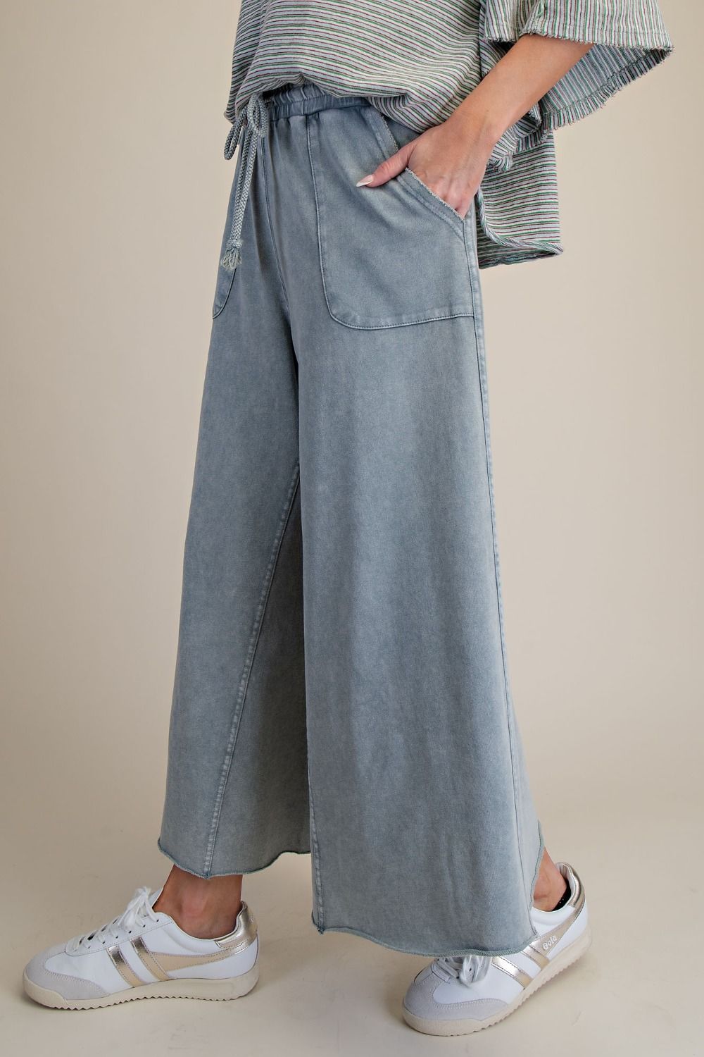 The Essential Washed Terry Knit Wide-Leg Pants - Westly