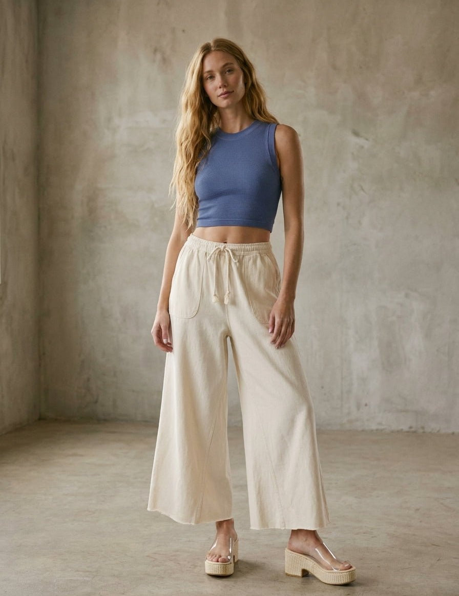 The Essential Washed Terry Knit Wide-Leg Pants - Westly