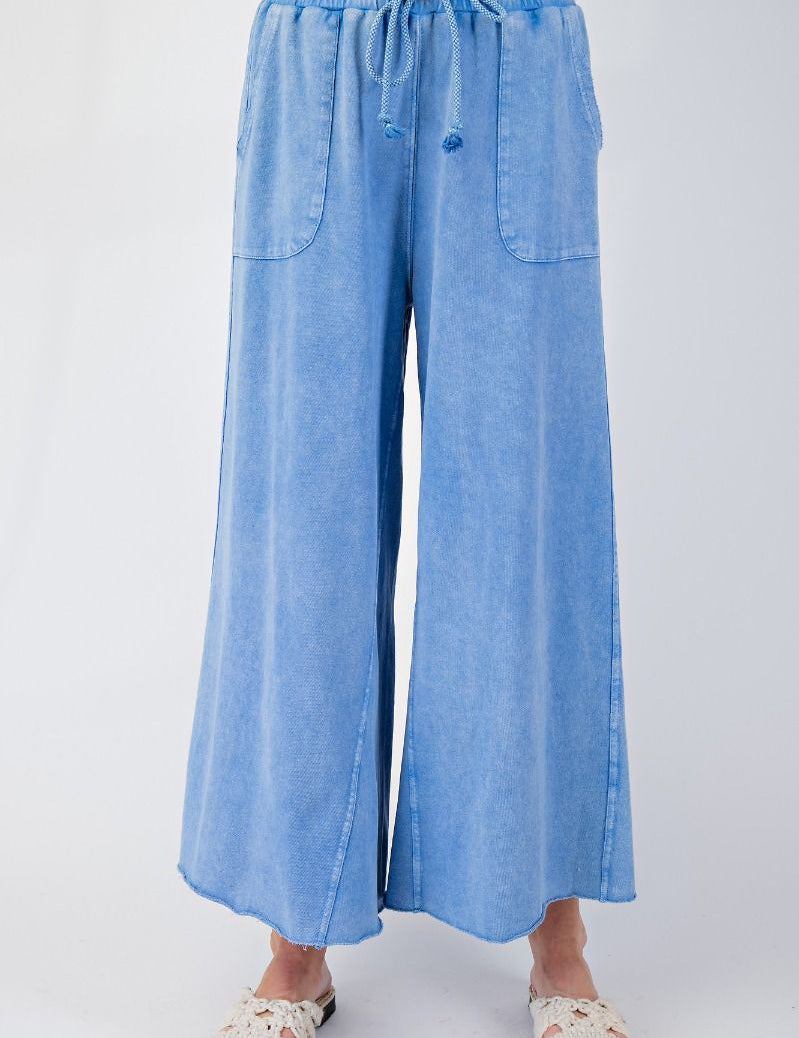 The Essential Washed Terry Knit Wide-Leg Pants - Westly