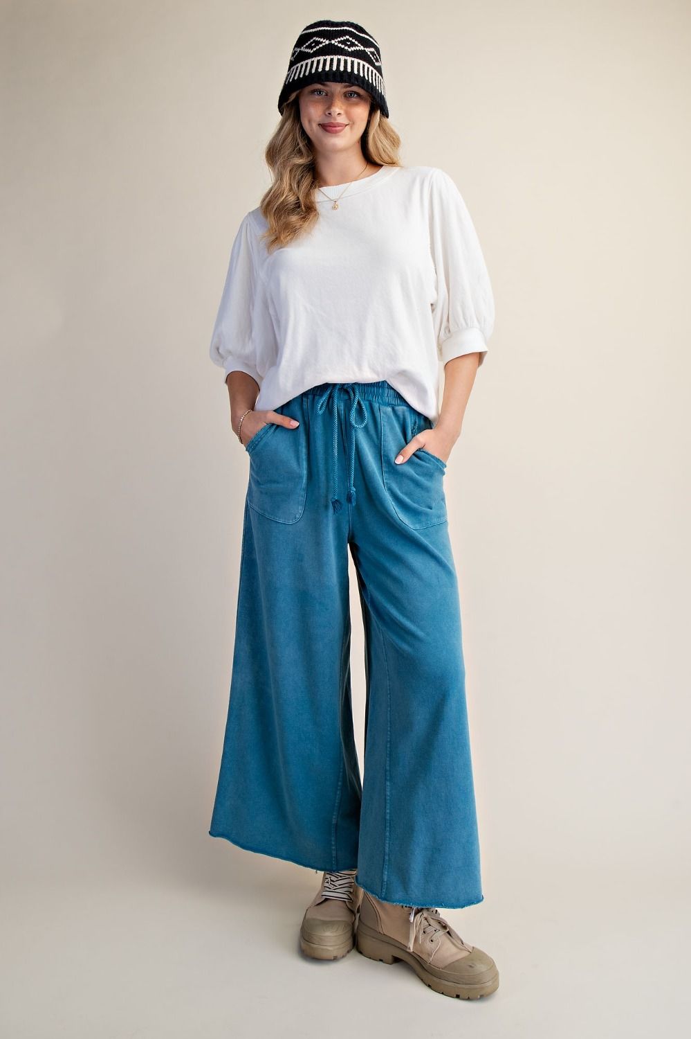 The Essential Washed Terry Knit Wide-Leg Pants - Westly