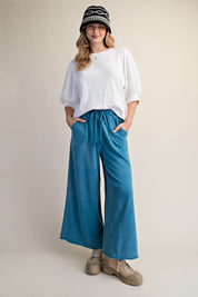 The Essential Washed Terry Knit Wide-Leg Pants - Westly