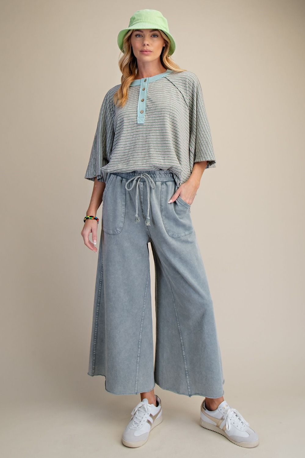 The Essential Washed Terry Knit Wide-Leg Pants - Westly