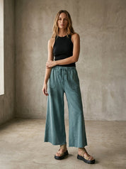 The Essential Washed Terry Knit Wide-Leg Pants - Westly