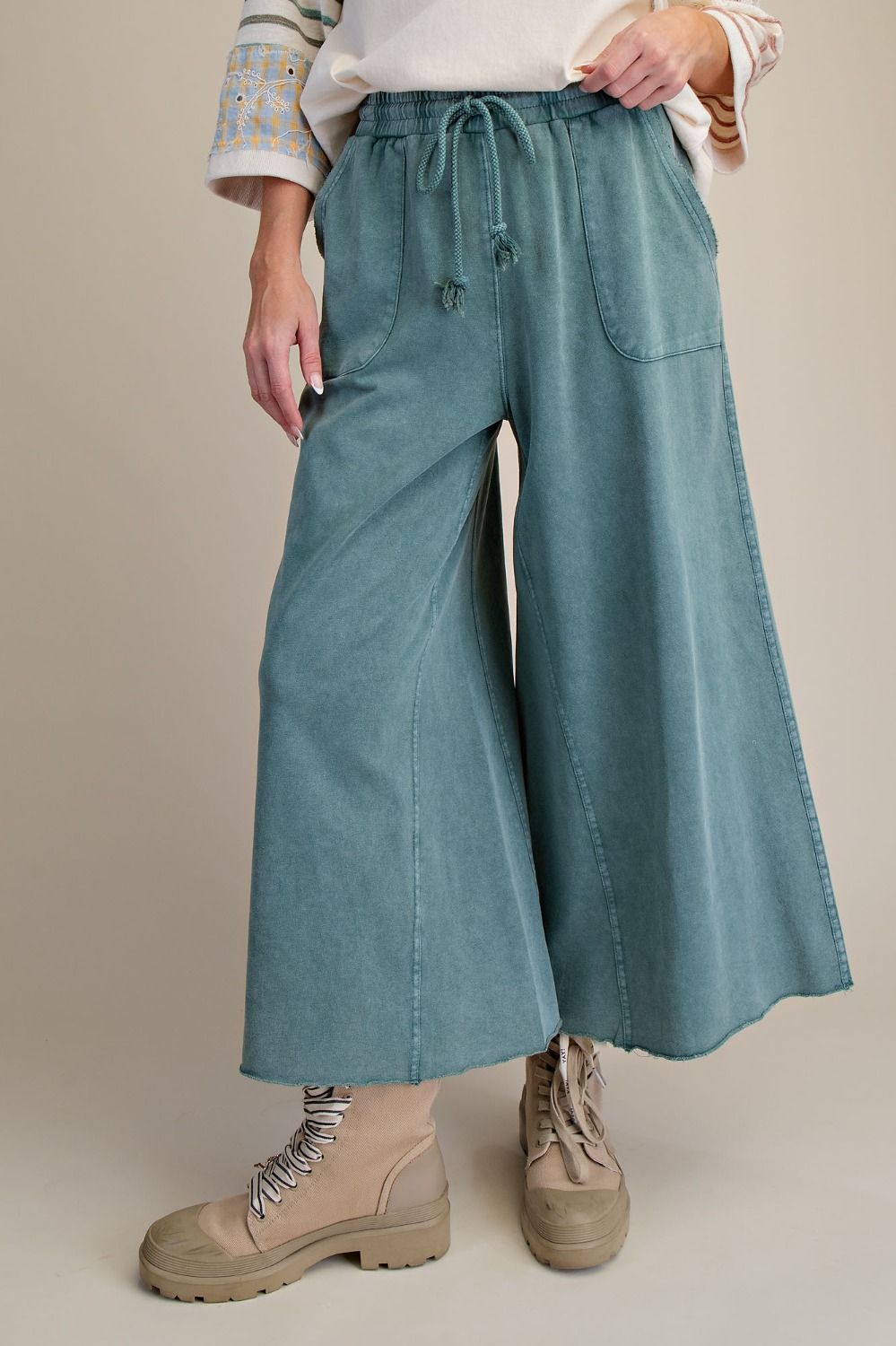 The Essential Washed Terry Knit Wide-Leg Pants - Westly