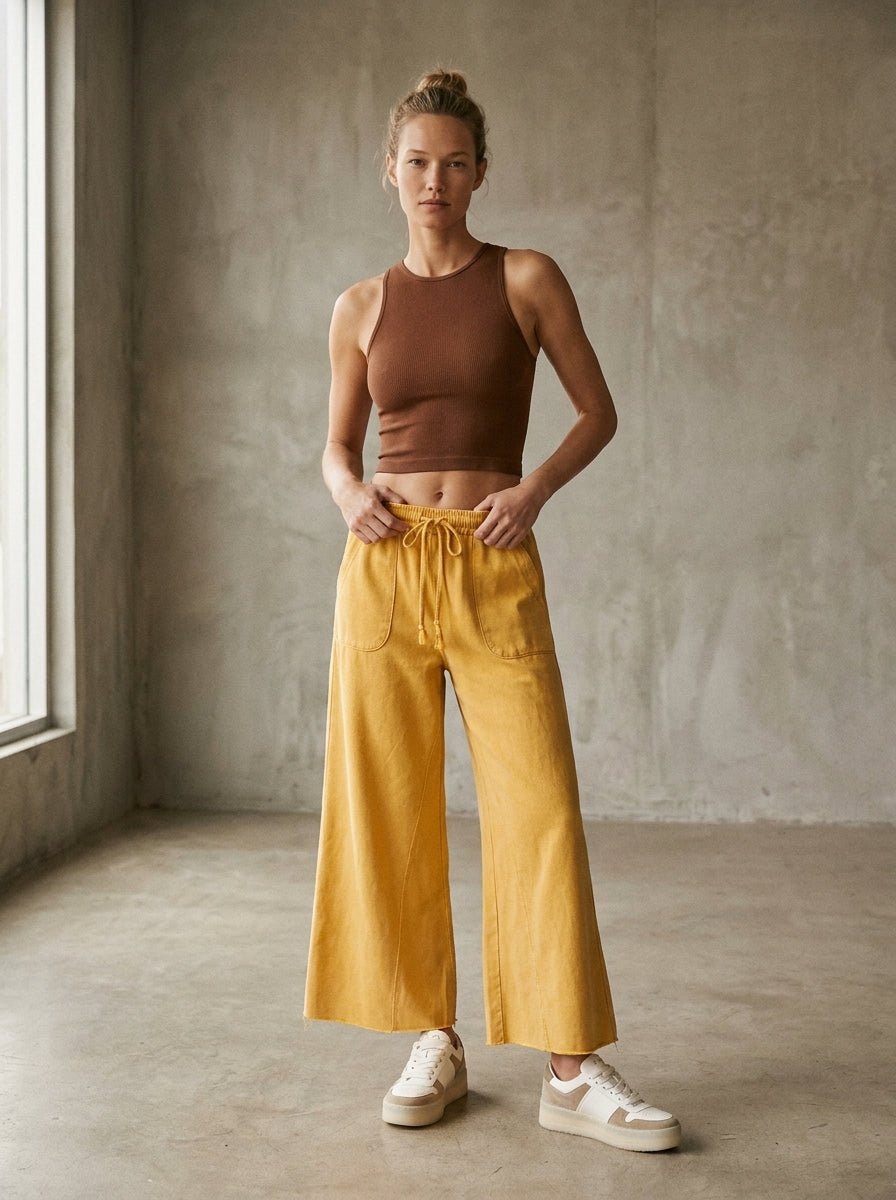 The Essential Washed Terry Knit Wide-Leg Pants - Westly