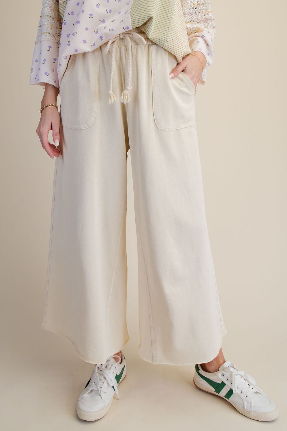 The Essential Washed Terry Knit Wide-Leg Pants - Westly