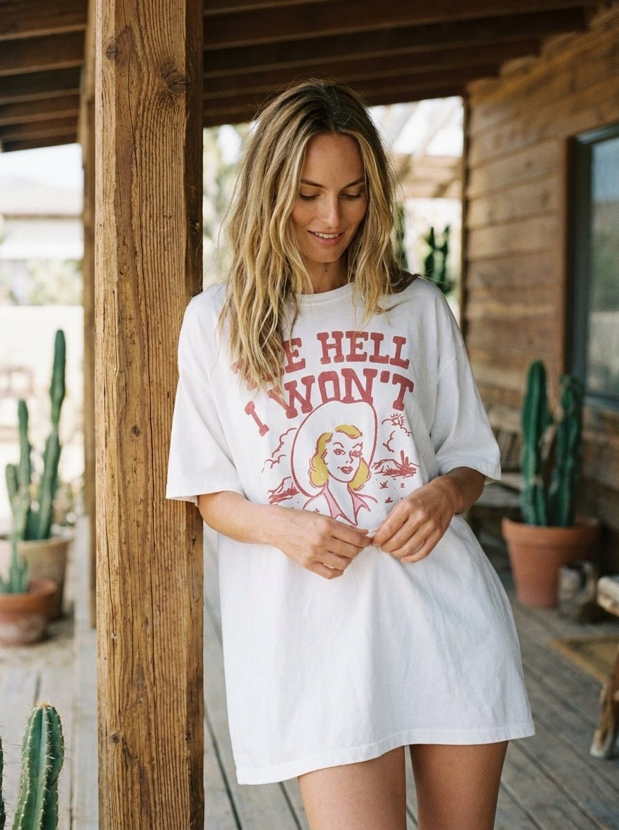 The Hell I Won't Oversized Graphic Tee - Westly