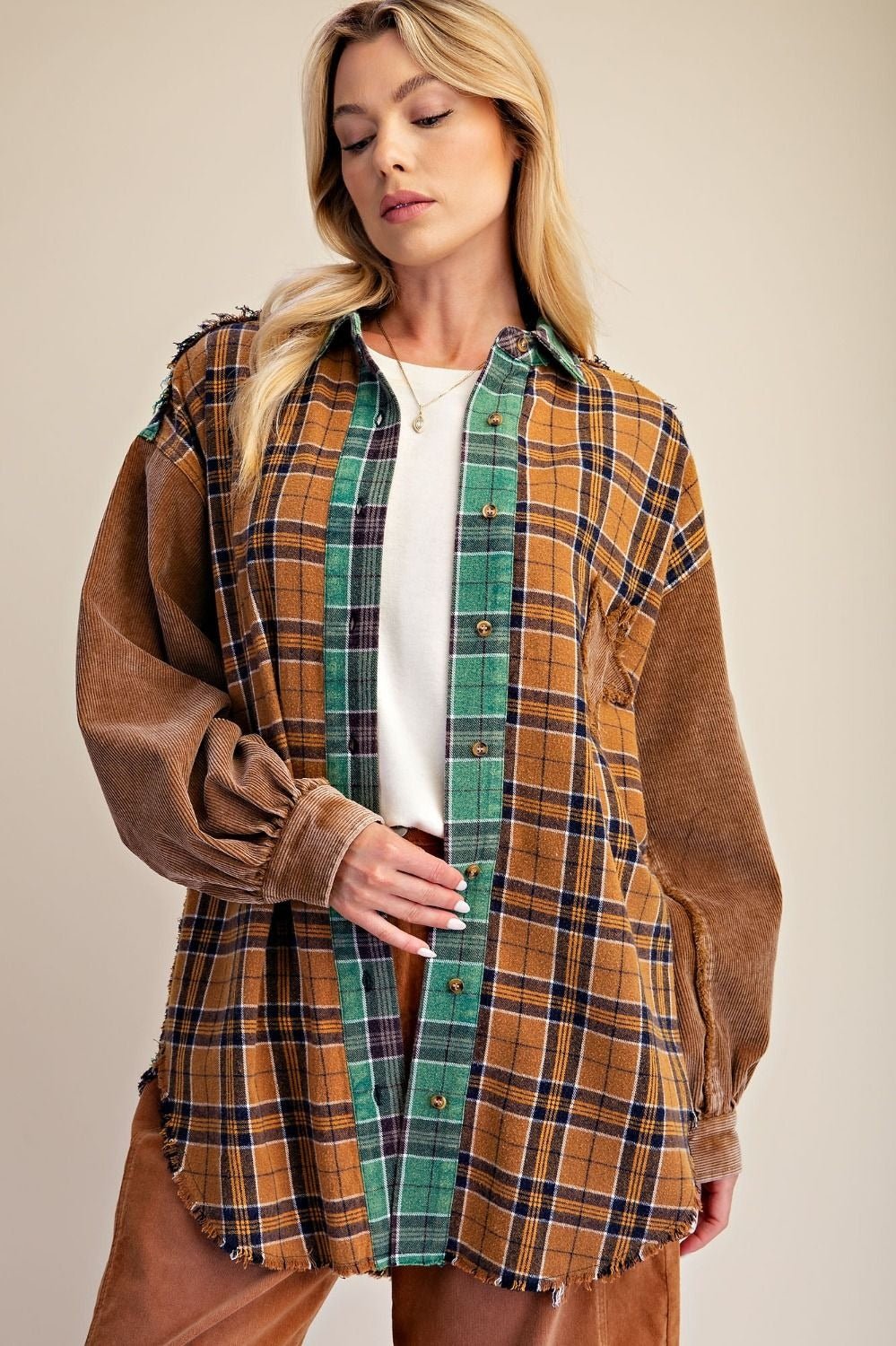 The Long Haul Oversized Washed Plaid Shacket - Westly