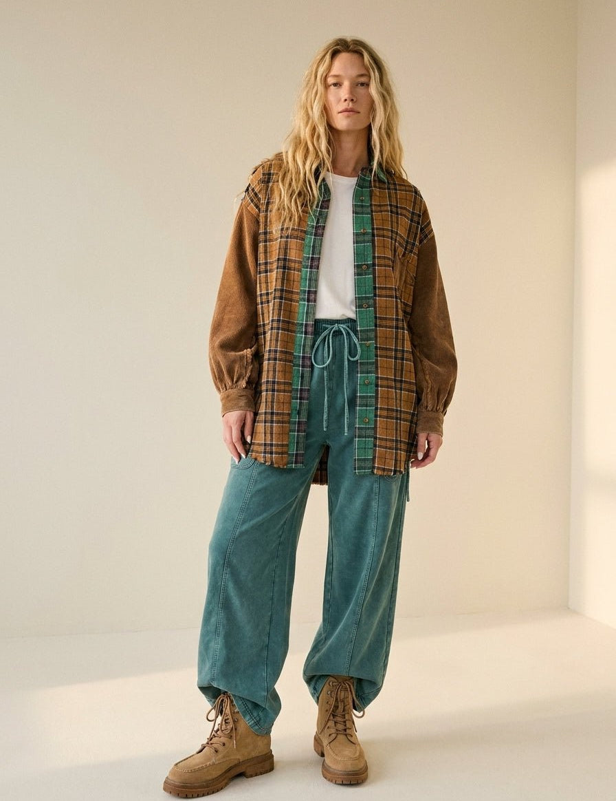 The Long Haul Oversized Washed Plaid Shacket - Westly