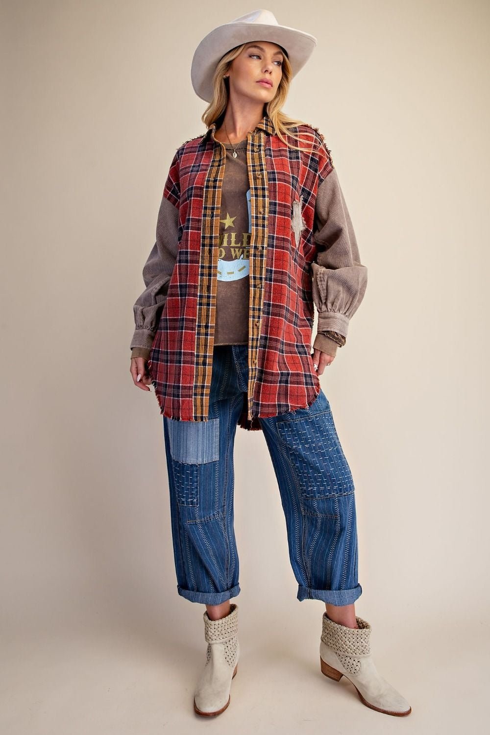The Long Haul Oversized Washed Plaid Shacket - Westly