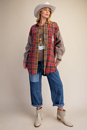 The Long Haul Oversized Washed Plaid Shacket - Westly
