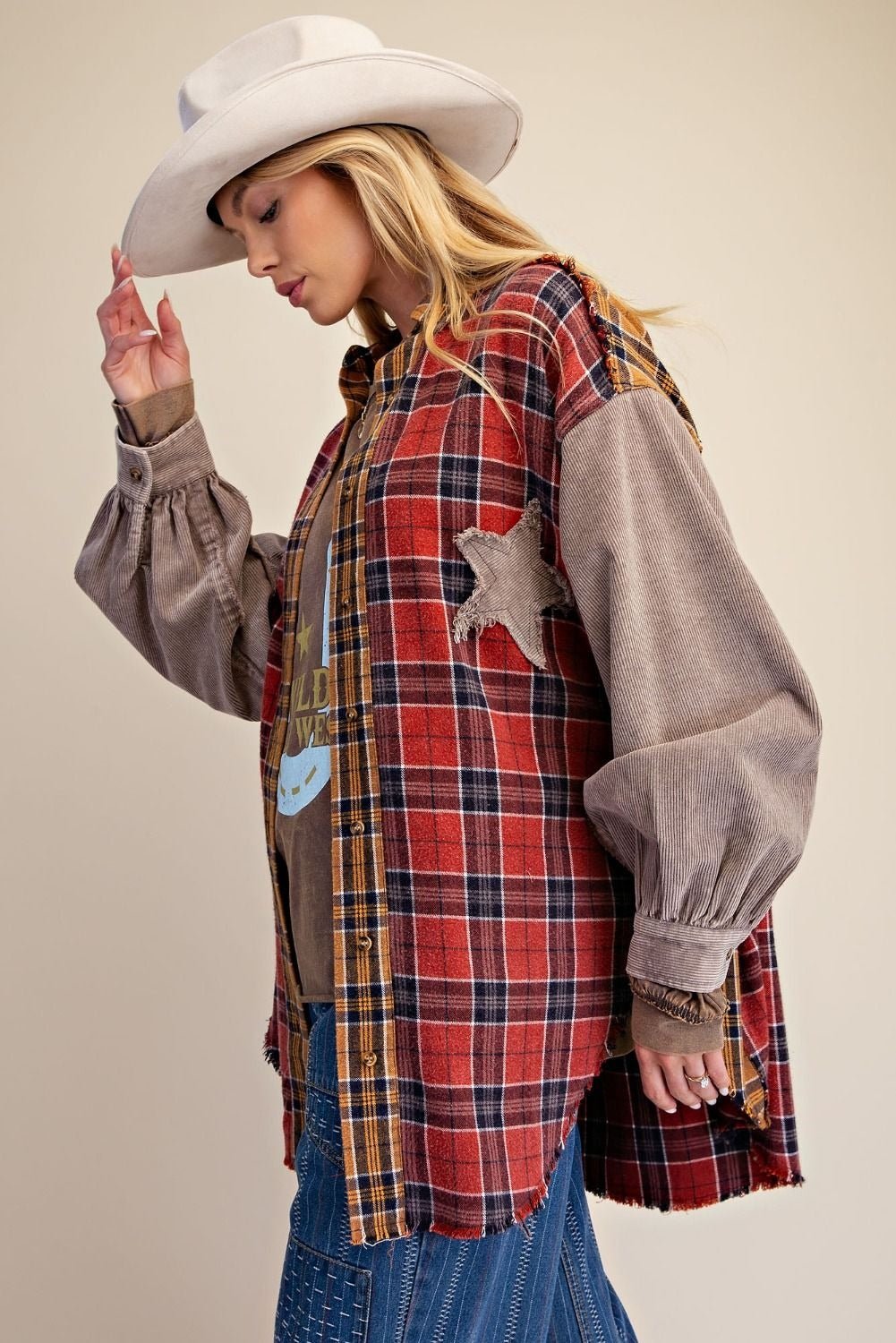 The Long Haul Oversized Washed Plaid Shacket - Westly