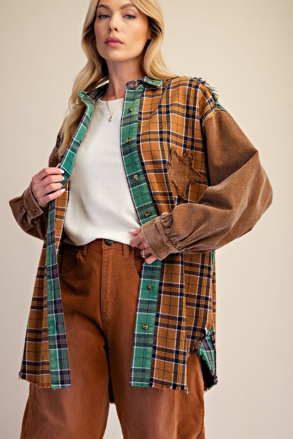The Long Haul Oversized Washed Plaid Shacket - Westly