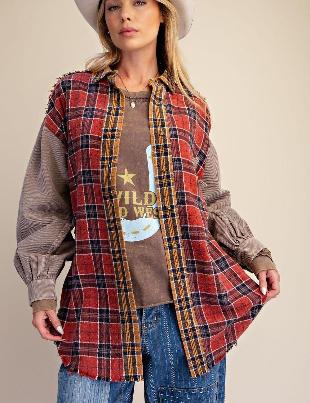 The Long Haul Oversized Washed Plaid Shacket - Westly