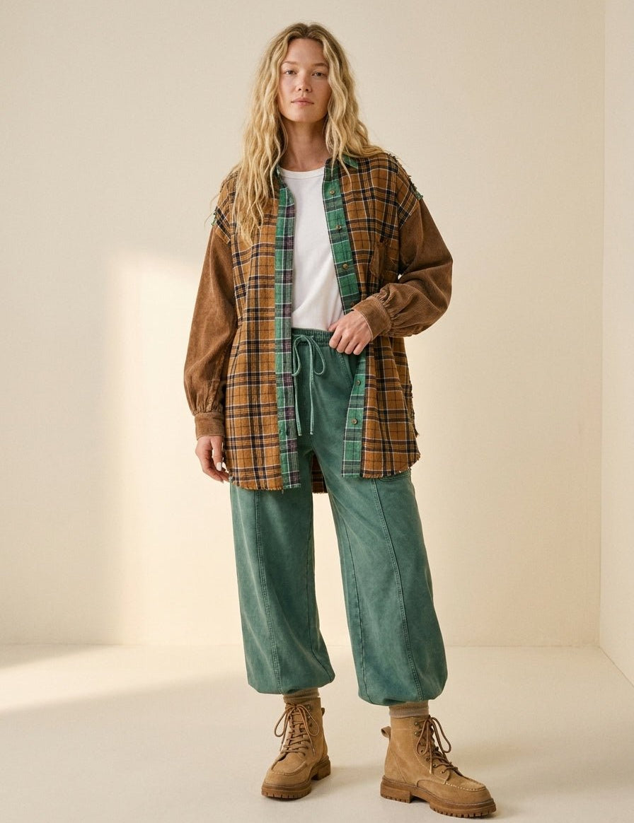The Long Haul Oversized Washed Plaid Shacket - Westly