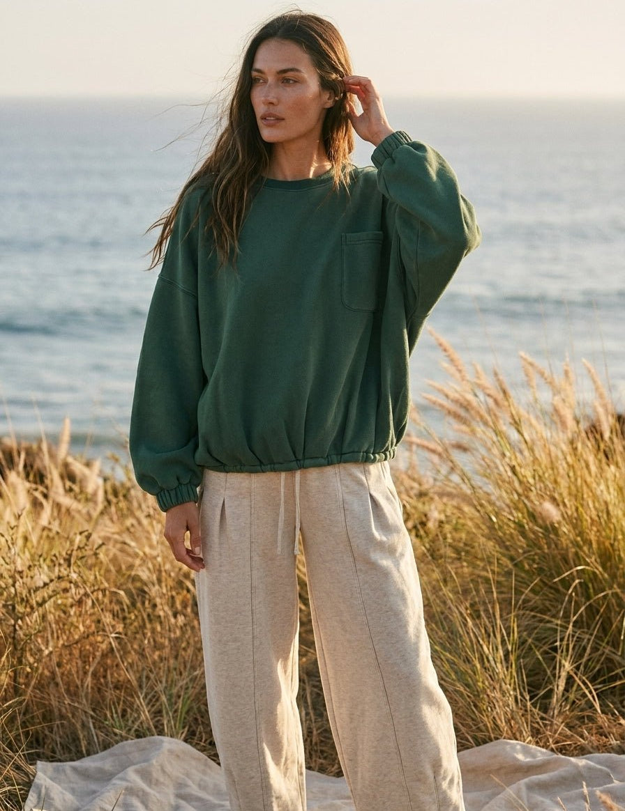 The One Pocket Oversized Mineral Wash Pullover - Westly