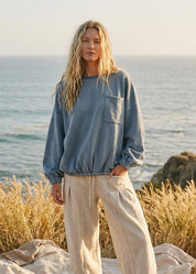 The One Pocket Oversized Mineral Wash Pullover - Westly