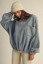 The One Pocket Oversized Mineral Wash Pullover - Westly