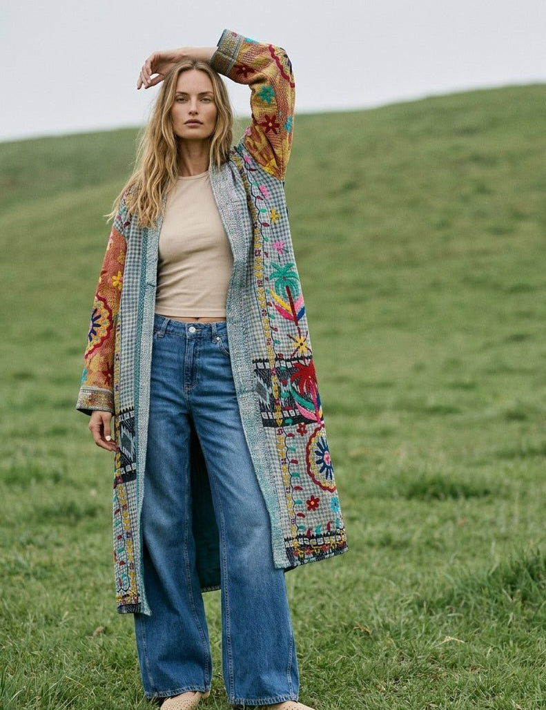 The Storyteller Patchwork & Embroidery Maxi Duster - Westly