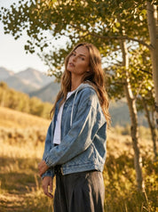 The Weekender Vintage Washed Denim Hooded Bomber Jacket - Westly