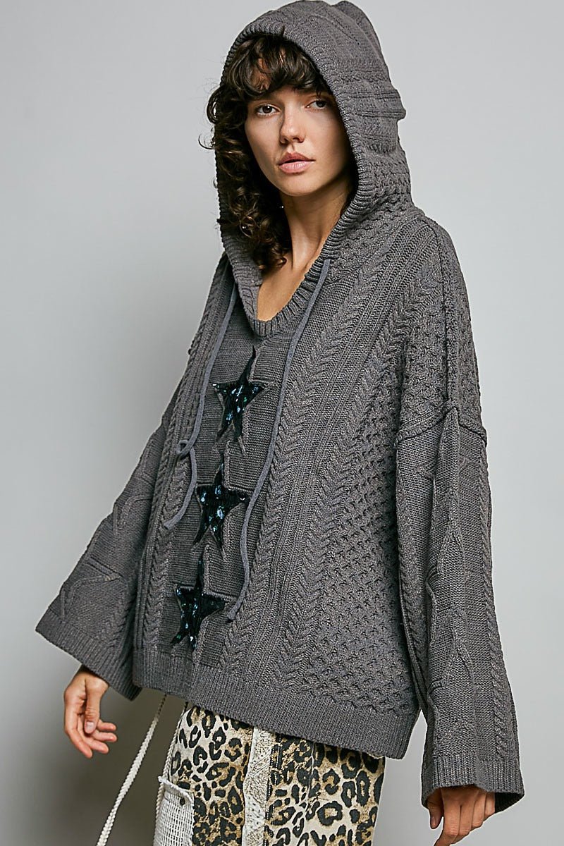 Three Wishes Hooded V-Neck Sweater - Westly