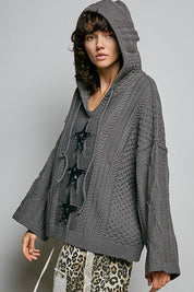 Three Wishes Hooded V-Neck Sweater - Westly