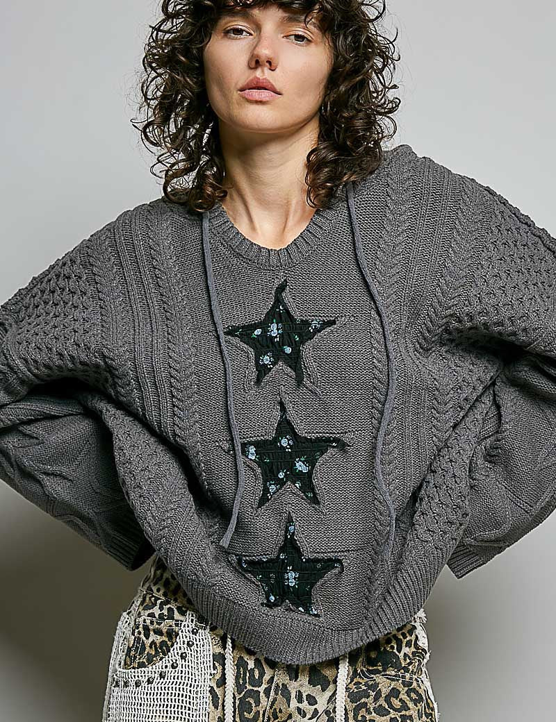 Three Wishes Hooded V-Neck Sweater - Westly