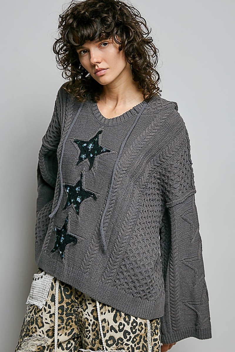 Three Wishes Hooded V-Neck Sweater - Westly