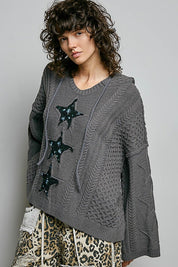 Three Wishes Hooded V-Neck Sweater - Westly