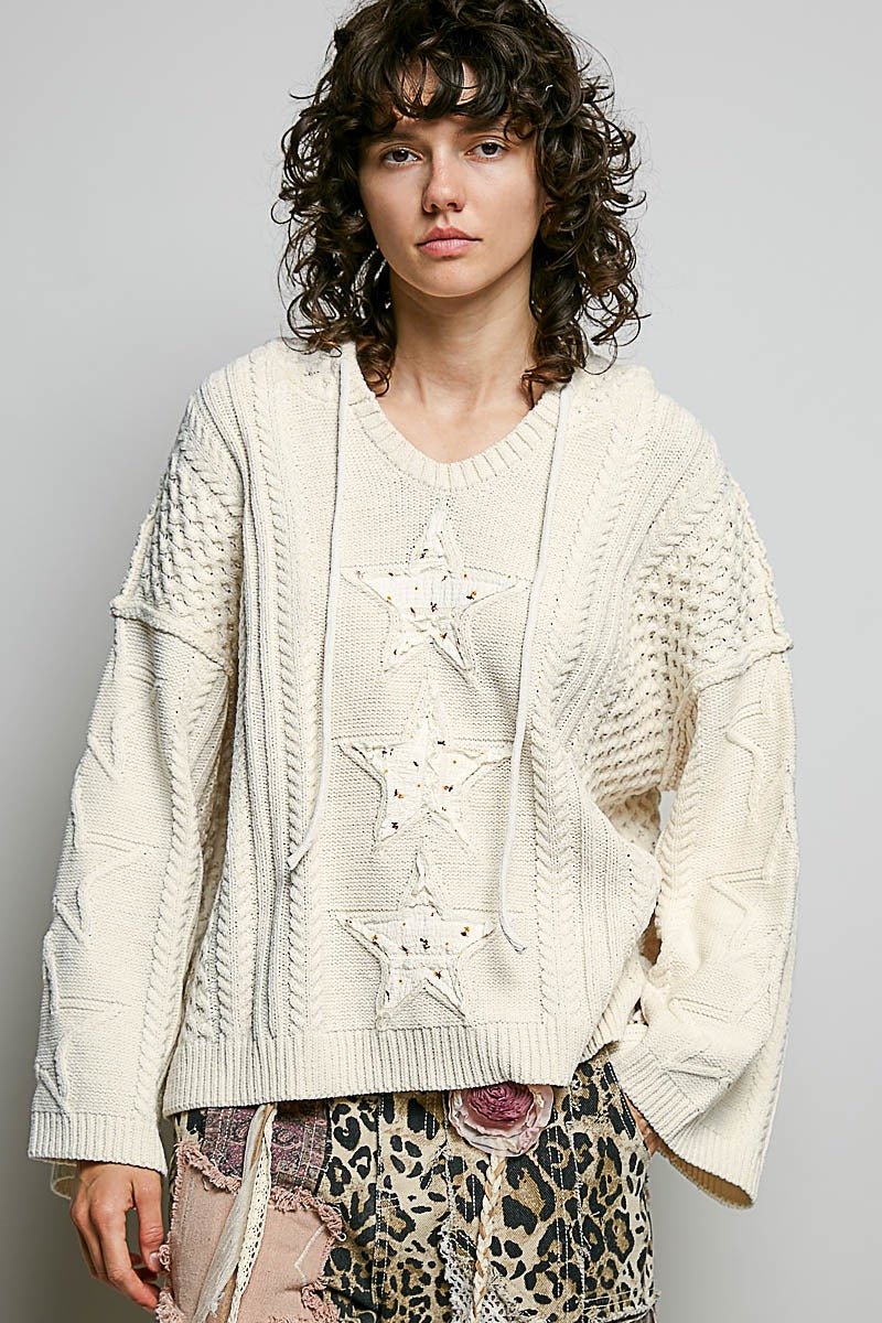 Three Wishes Hooded V-Neck Sweater - Westly