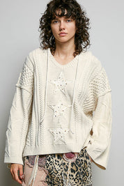 Three Wishes Hooded V-Neck Sweater - Westly
