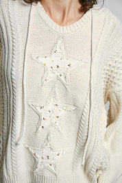 Three Wishes Hooded V-Neck Sweater - Westly