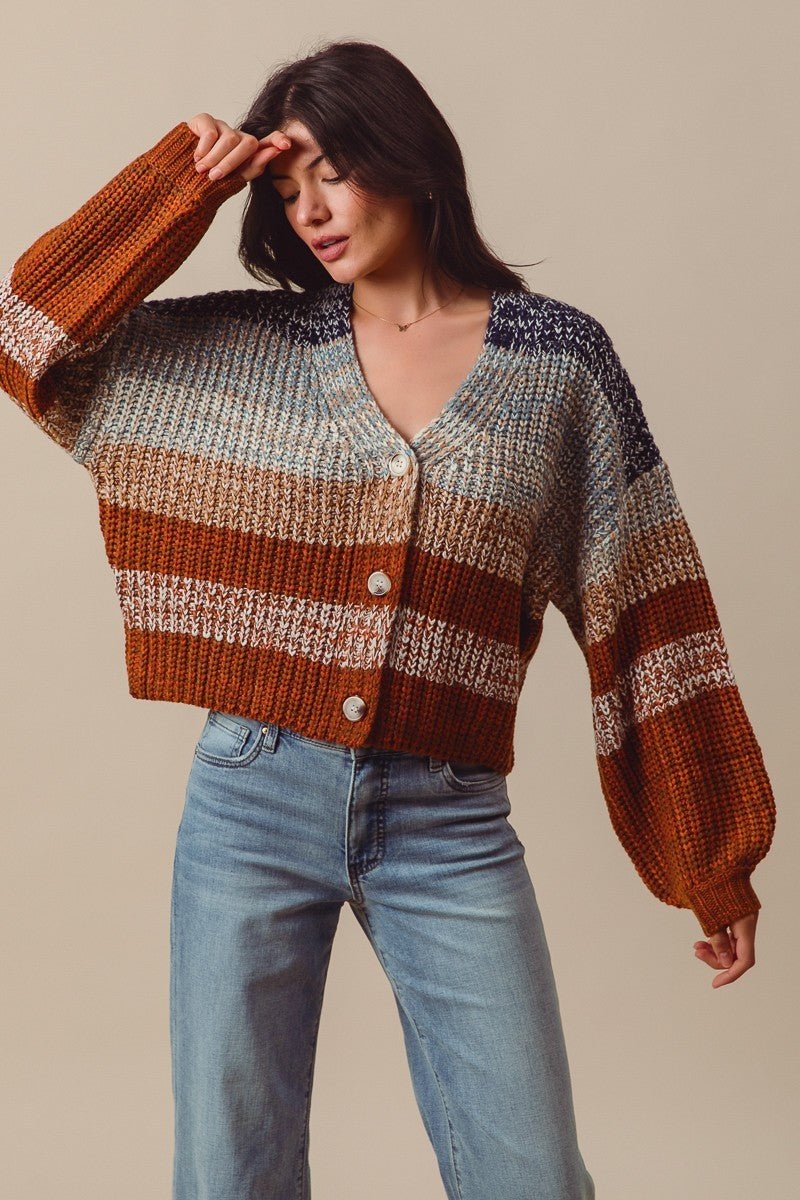 Tidal Rhythm Textured Stripe Cardigan - Westly