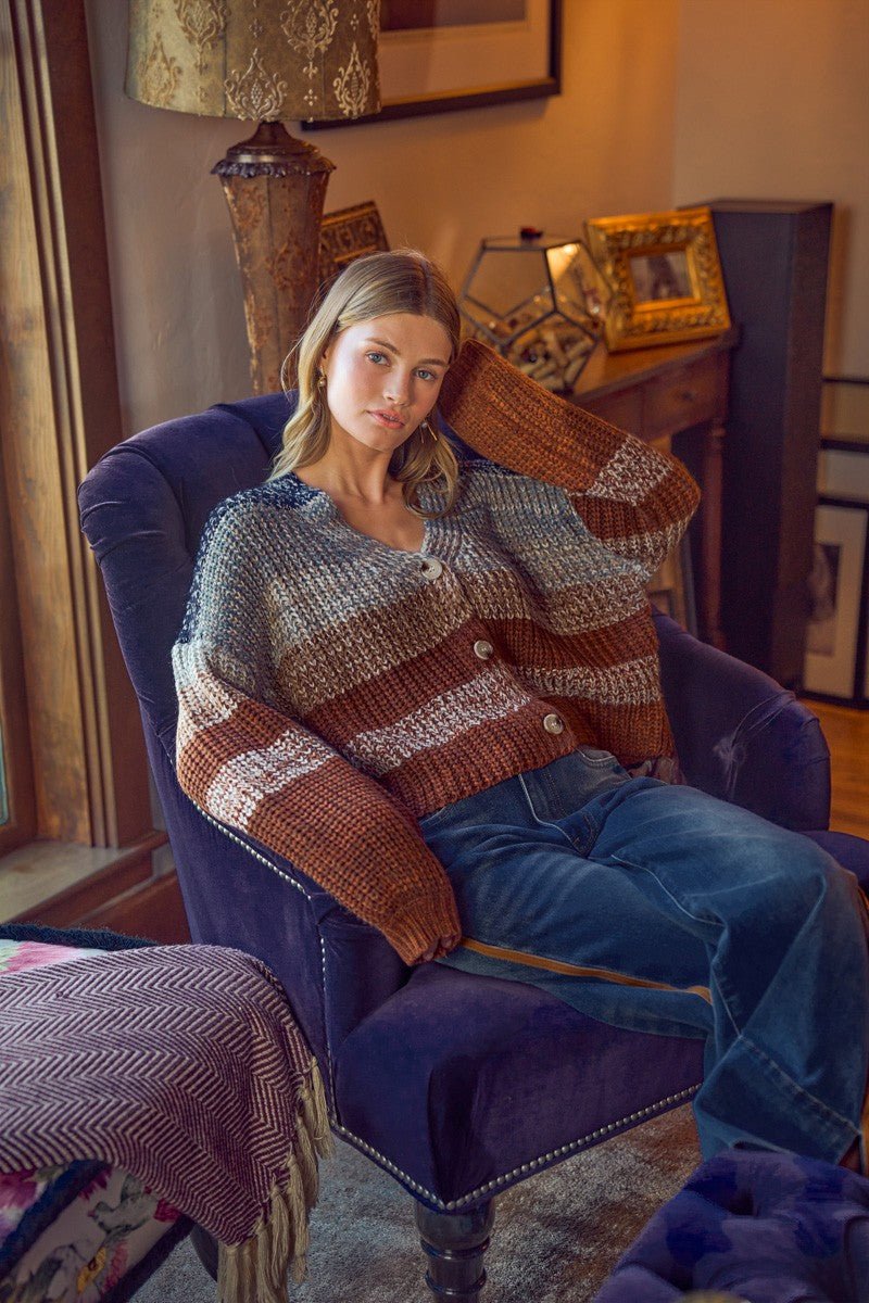 Tidal Rhythm Textured Stripe Cardigan - Westly