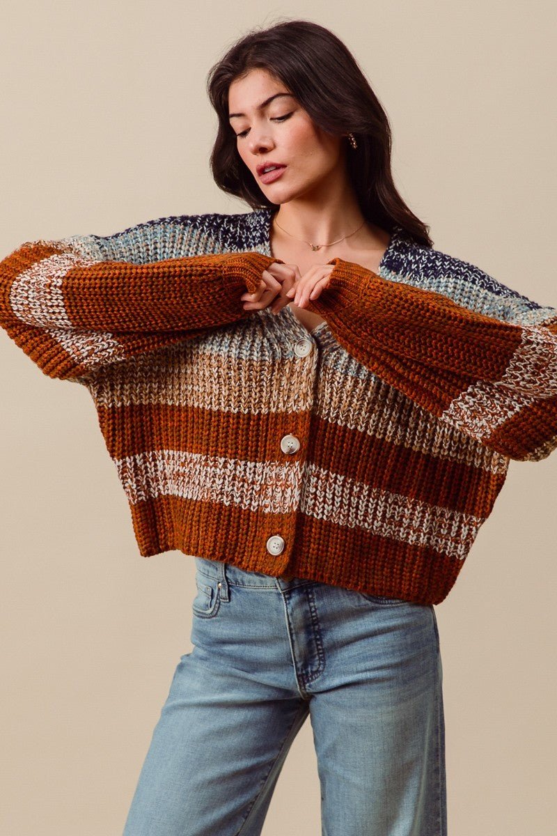 Tidal Rhythm Textured Stripe Cardigan - Westly