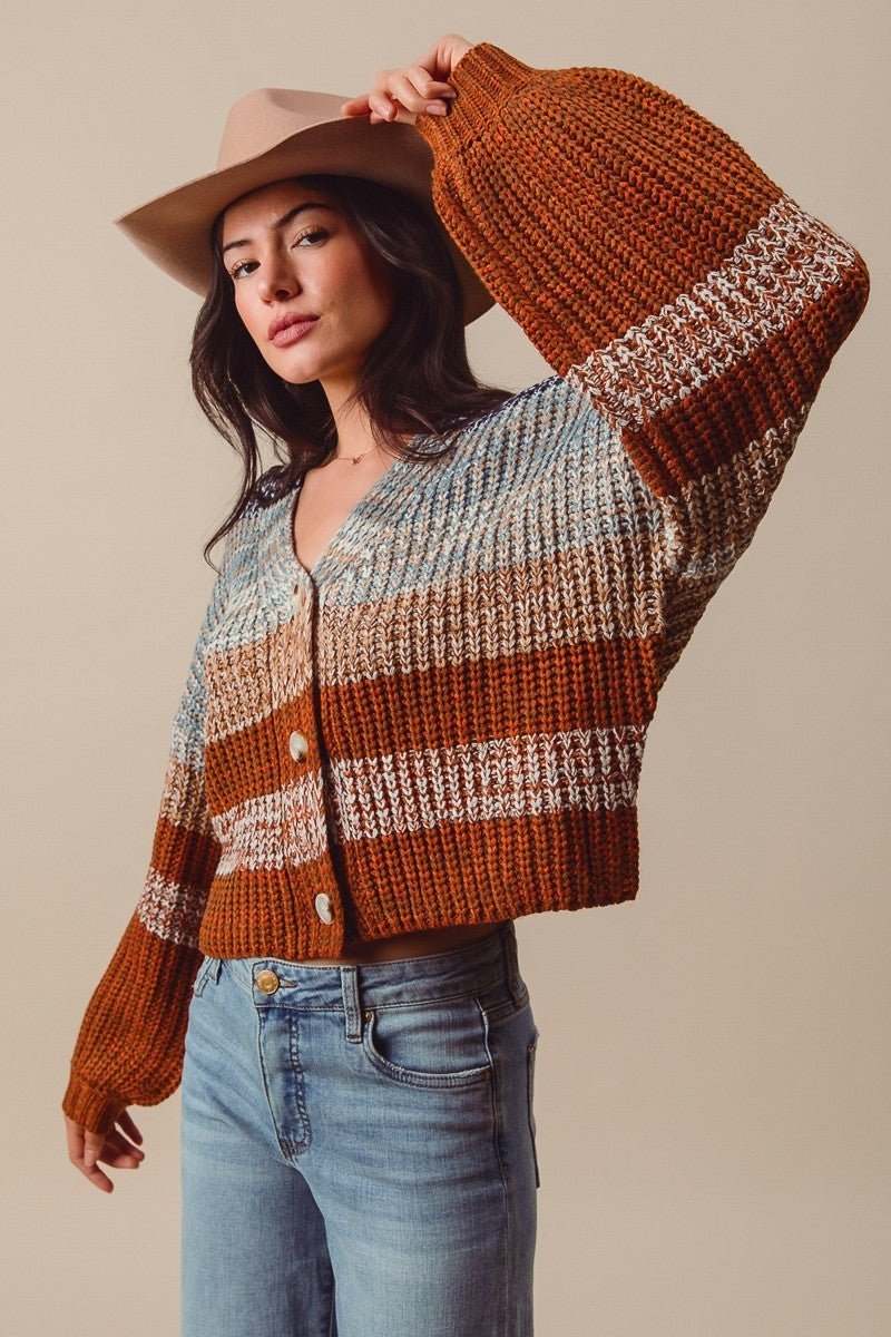 Tidal Rhythm Textured Stripe Cardigan - Westly