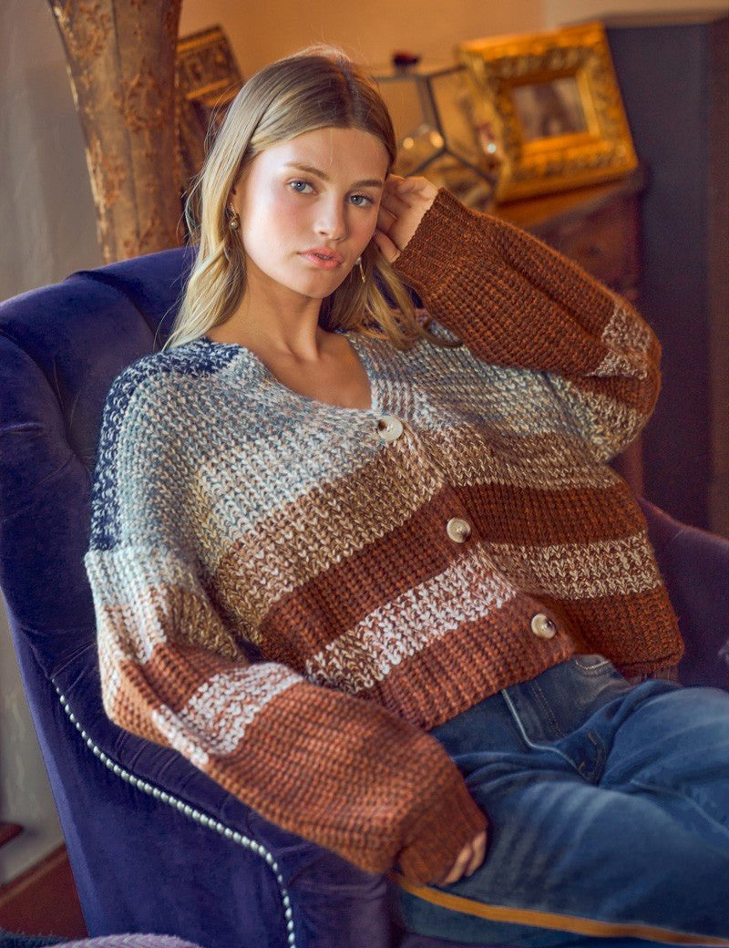 Tidal Rhythm Textured Stripe Cardigan - Westly
