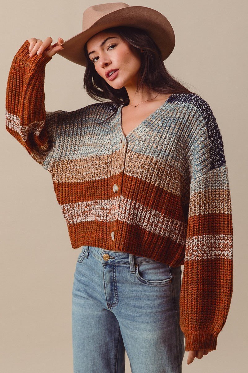 Tidal Rhythm Textured Stripe Cardigan - Westly