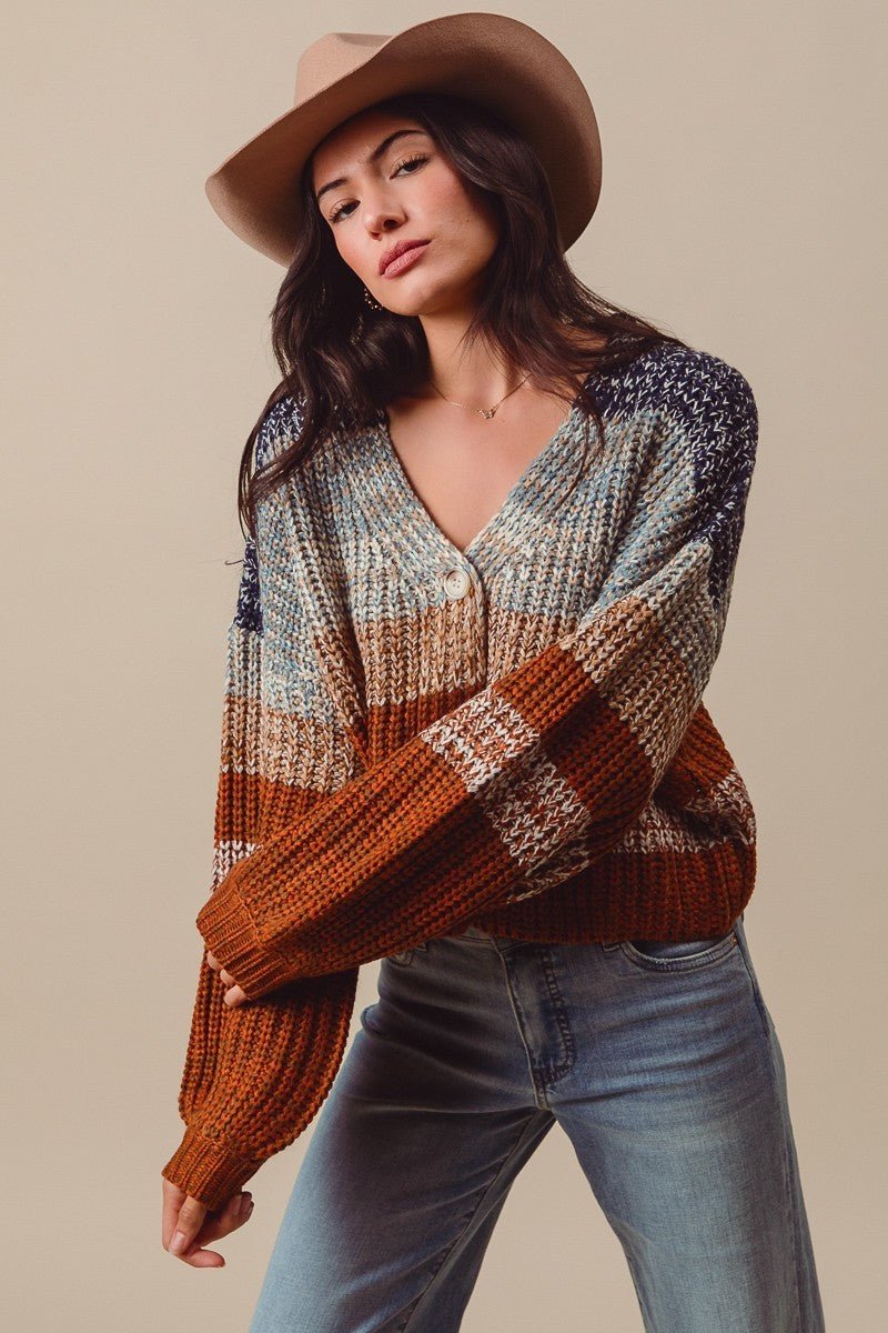 Tidal Rhythm Textured Stripe Cardigan - Westly