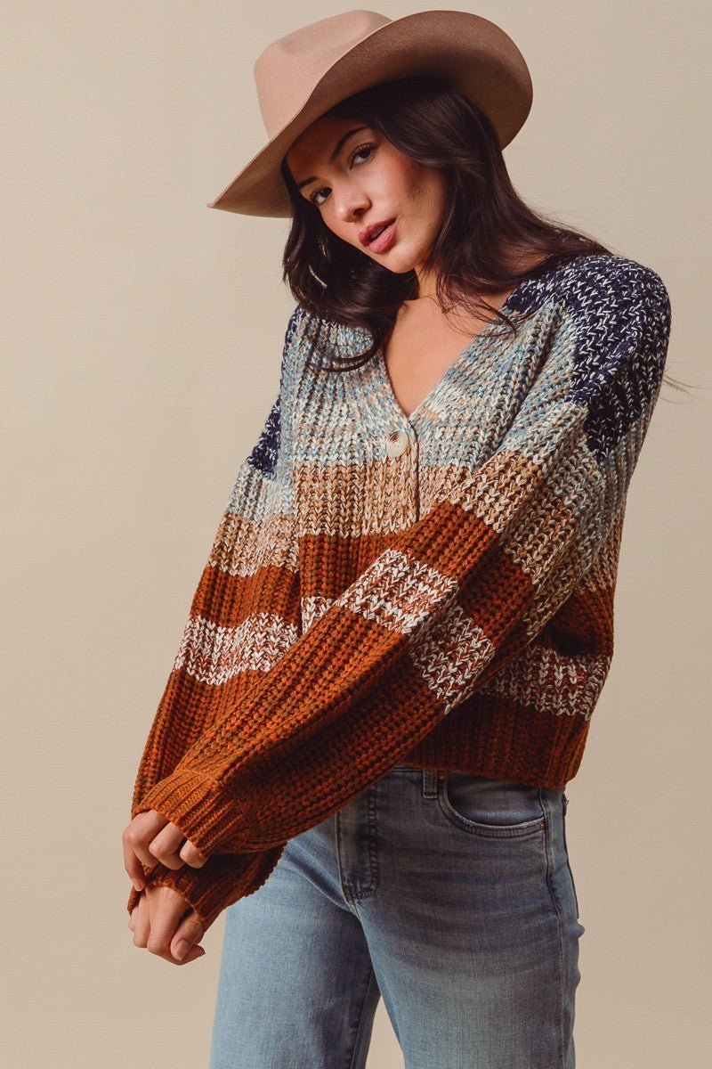Tidal Rhythm Textured Stripe Cardigan - Westly