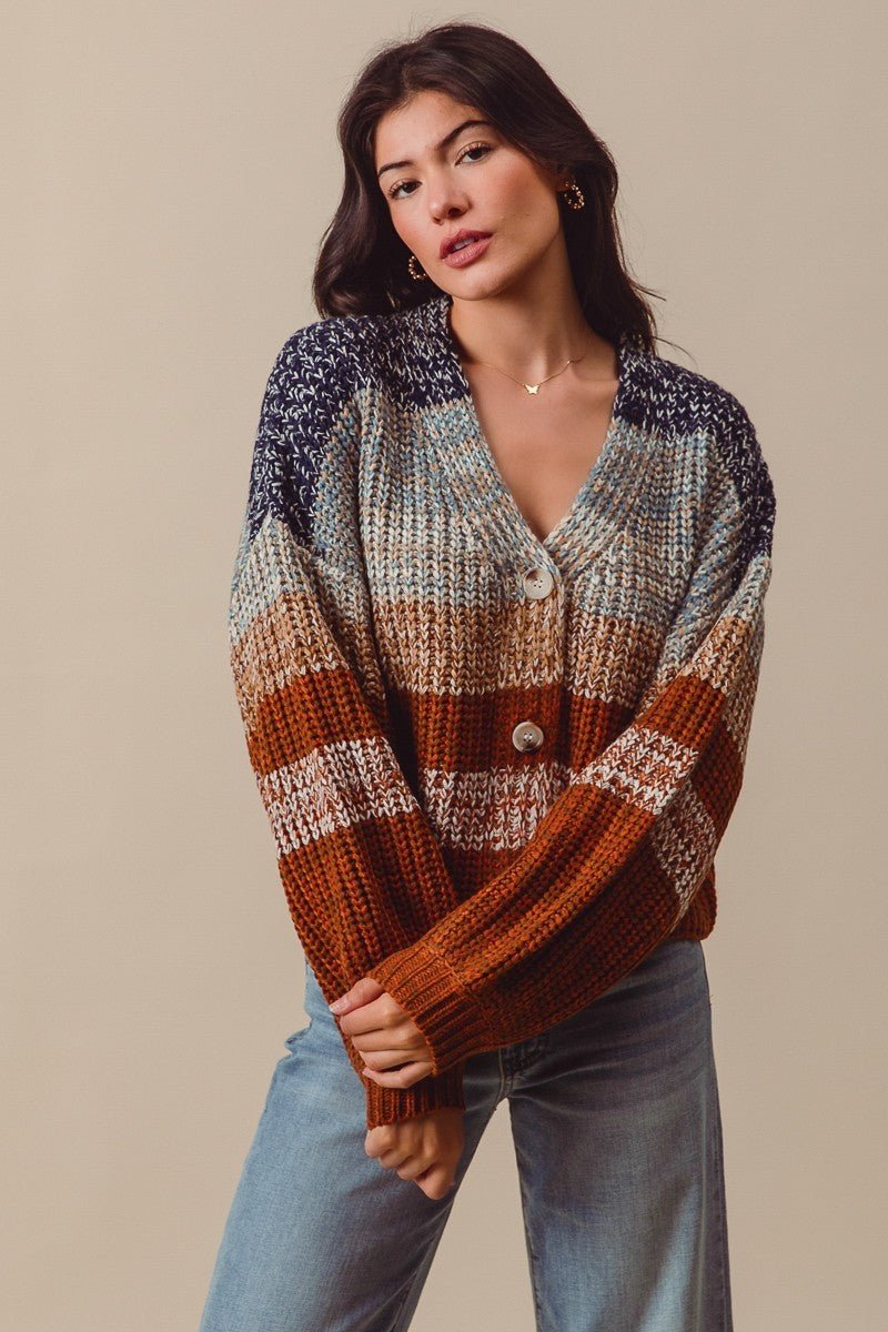 Tidal Rhythm Textured Stripe Cardigan - Westly