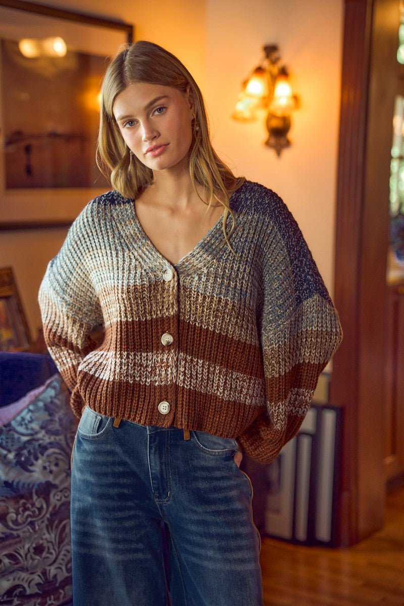 Tidal Rhythm Textured Stripe Cardigan - Westly