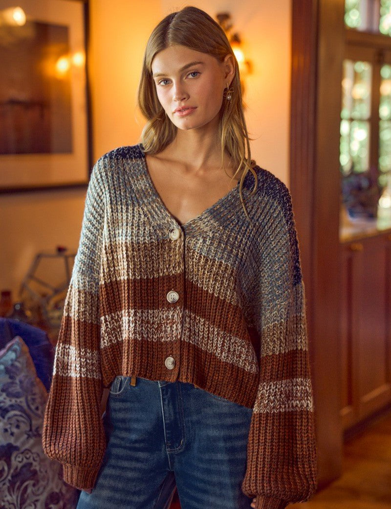 Tidal Rhythm Textured Stripe Cardigan - Westly